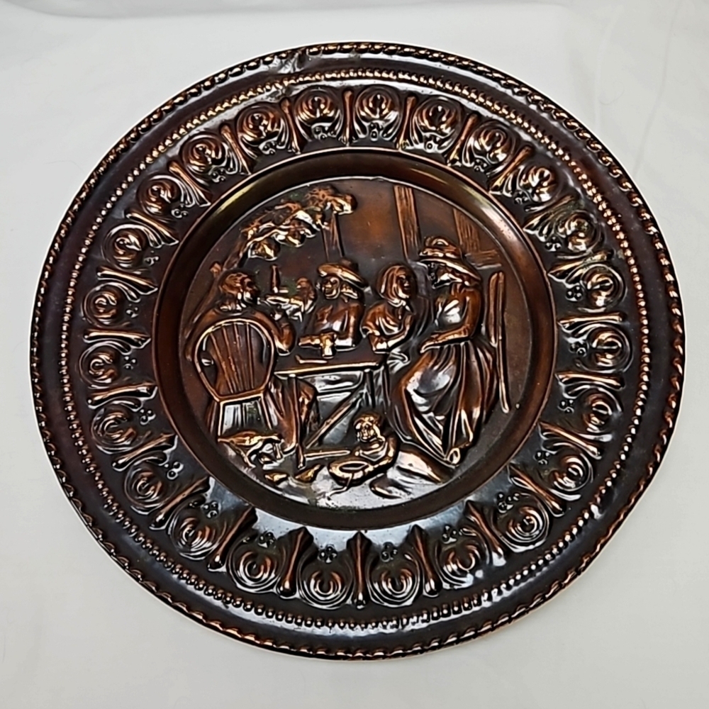 Vintage Hanmered Copper Plate for Kitchen or Dining Room Mid Century